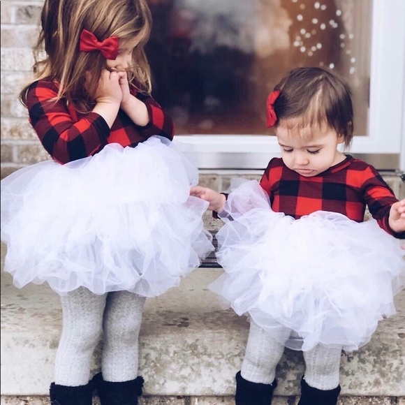 Other - 🌲Buffalo print Christmas baby dress fluffy tutu